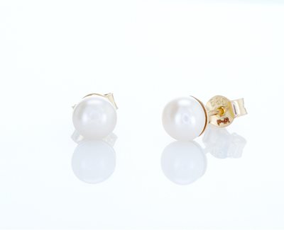 עגילי זהב פנינה