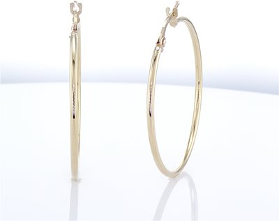 עגילי זהב חישוק דקים קוטר 3.5 ס''מ