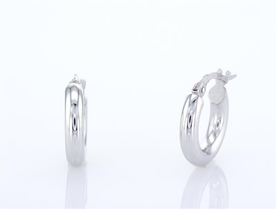 עגילי זהב לבן חישוק עבים קוטר 1.3 ס''מ