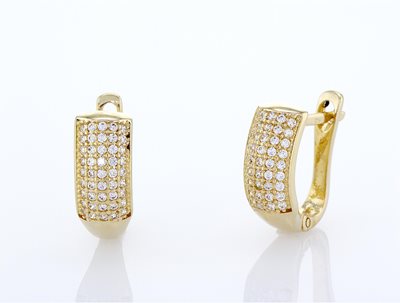 עגילי זהב משובצים זרקונים