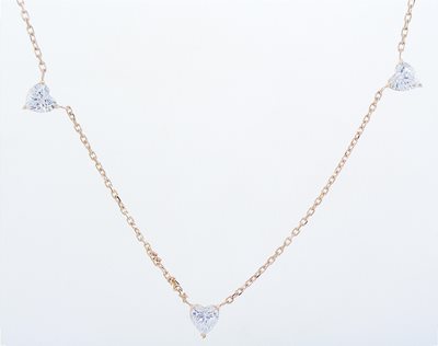 שרשרת זהב ורוד משובצת לבבות